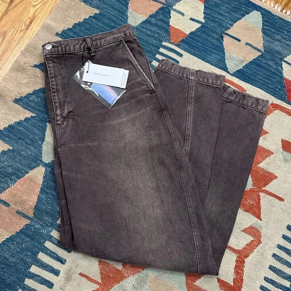 John Elliott NWT Sendai Trouser Barrel Leg Pants in Rodeo Brown Grey Jeans - Picture 10 of 16